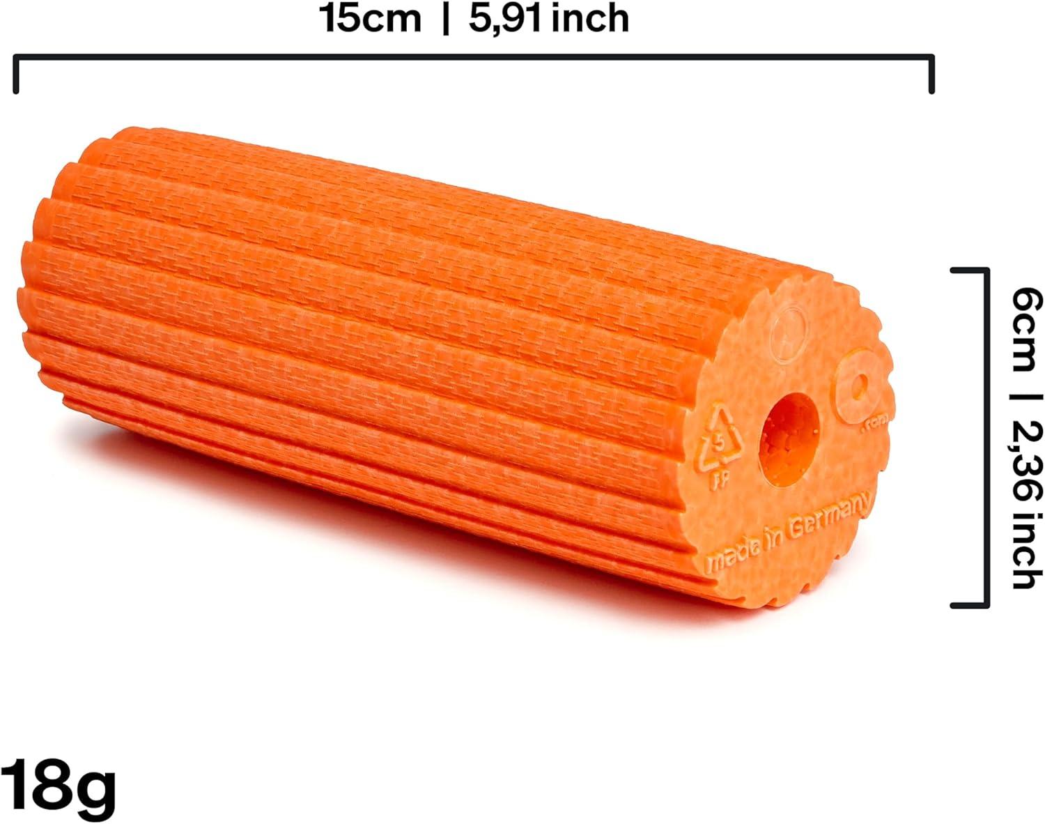 imageBLACKROLL  Mini Flow Foam Roller Portable Massage Tool for Feet Hands and Arms Ideal for Travel and Plantar Fasciitis Relief Great for Exercise Massage and Muscle Recovery 6quot x 2quotOrange