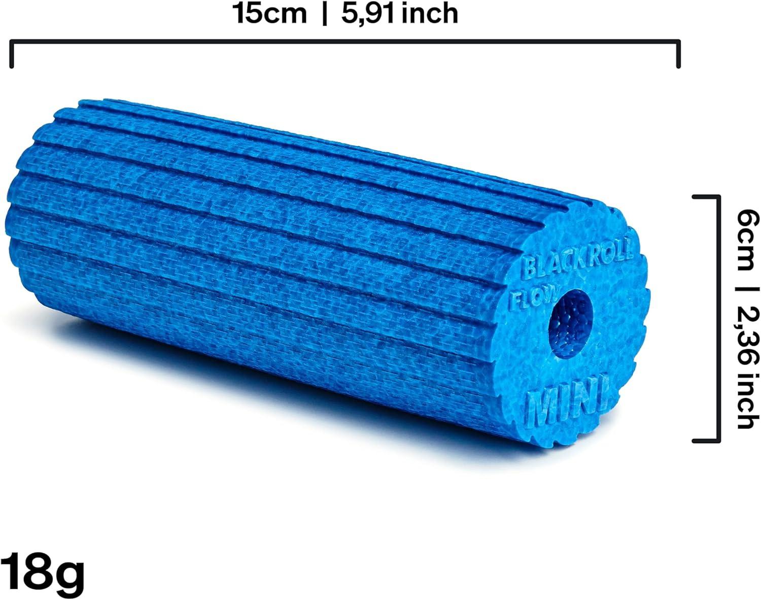 imageBLACKROLL  Mini Flow Foam Roller Portable Massage Tool for Feet Hands and Arms Ideal for Travel and Plantar Fasciitis Relief Great for Exercise Massage and Muscle Recovery 6quot x 2quotAzure