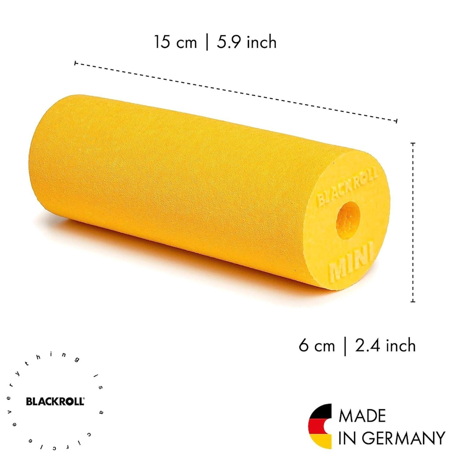 imageBLACKROLL  Mini Foam Roller Massage Tool for Feet Hands and Arms Ideal for Travel Size and Targeted Myofascial Release for Exercise Massage and Muscle Recovery 6quot x 2quot AzureYellow