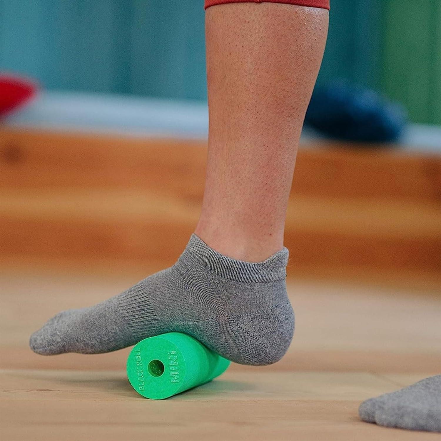 imageBLACKROLL  Mini Foam Roller Massage Tool for Feet Hands and Arms Ideal for Travel Size and Targeted Myofascial Release for Exercise Massage and Muscle Recovery 6quot x 2quot AzureYellow