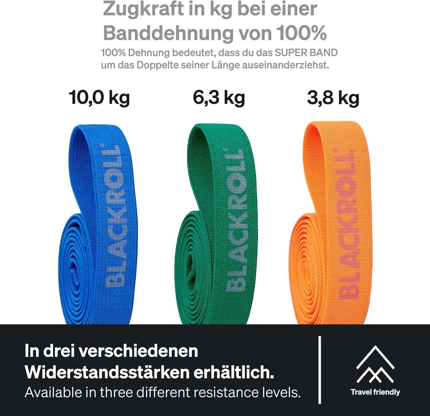 imageBLACKROLL  Super Band Set Long Bands for Working Out Resistance Bands for Legs and Glutes Workout Bands for Stretching and Exercise Booty Bands for Home Gym EquipmentBlue