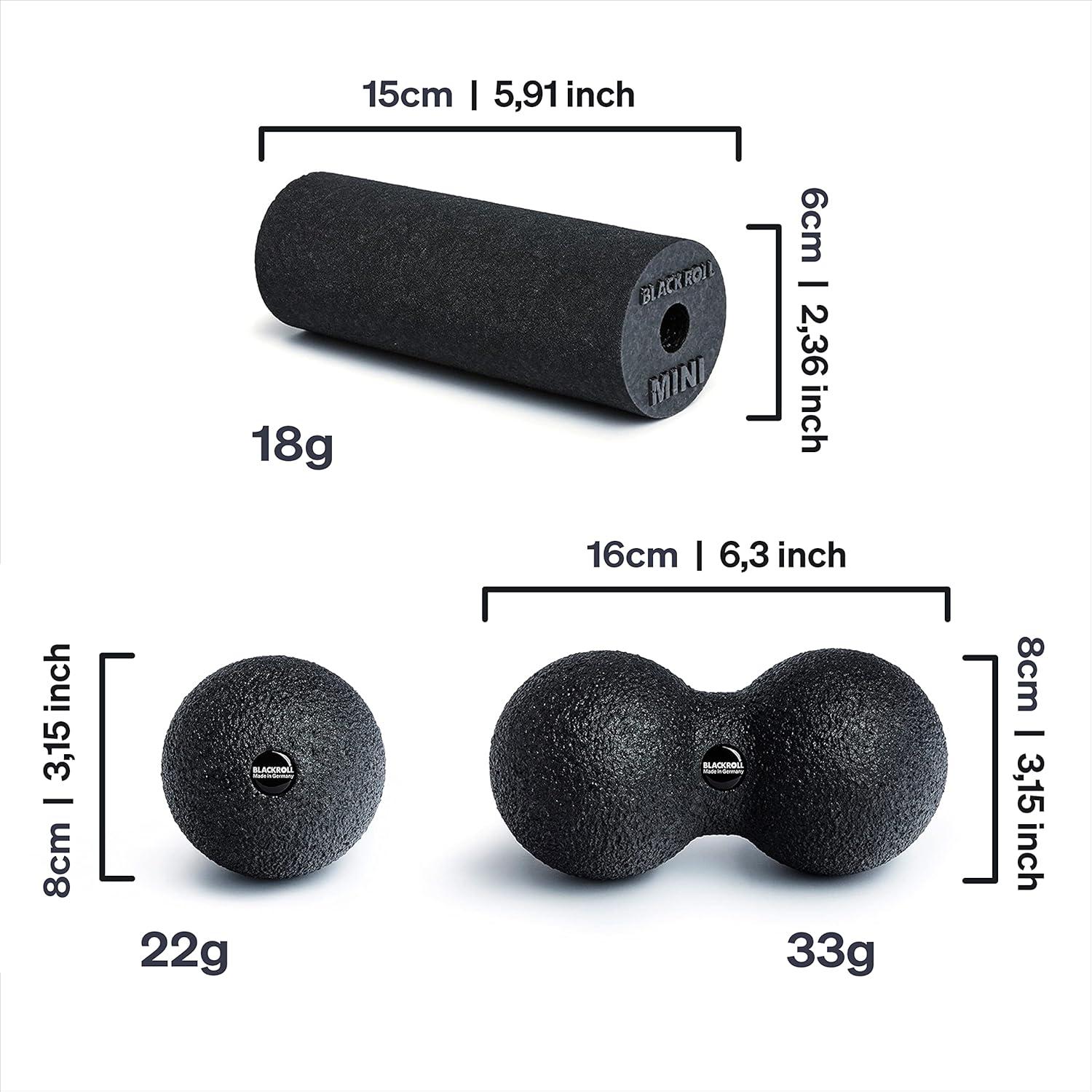 imageBLACKROLL Blackbox Mini Set  HighDensity Foam Rollers ampamp Massage Balls for Targeted Muscle Relief Trigger Point Release ampamp Recovery  Neck Back Shoulders Feet Arms Legs