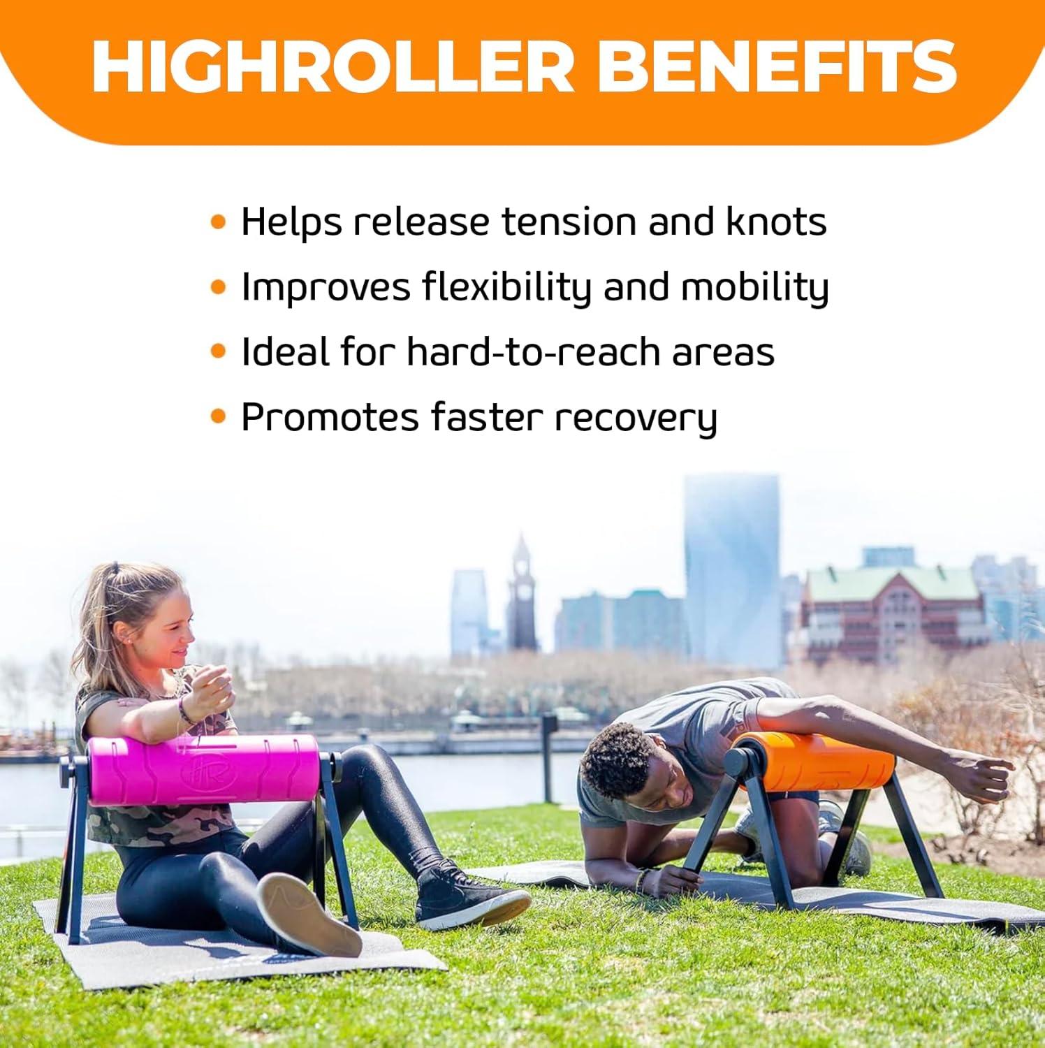 imageactivelife  HighRoller Ergonomic and Elevated Foam Roller Muscle Roller For Physical Therapy and Exercise Deep Tissue Muscle Massage Leg Massager and Foam Roller for Back