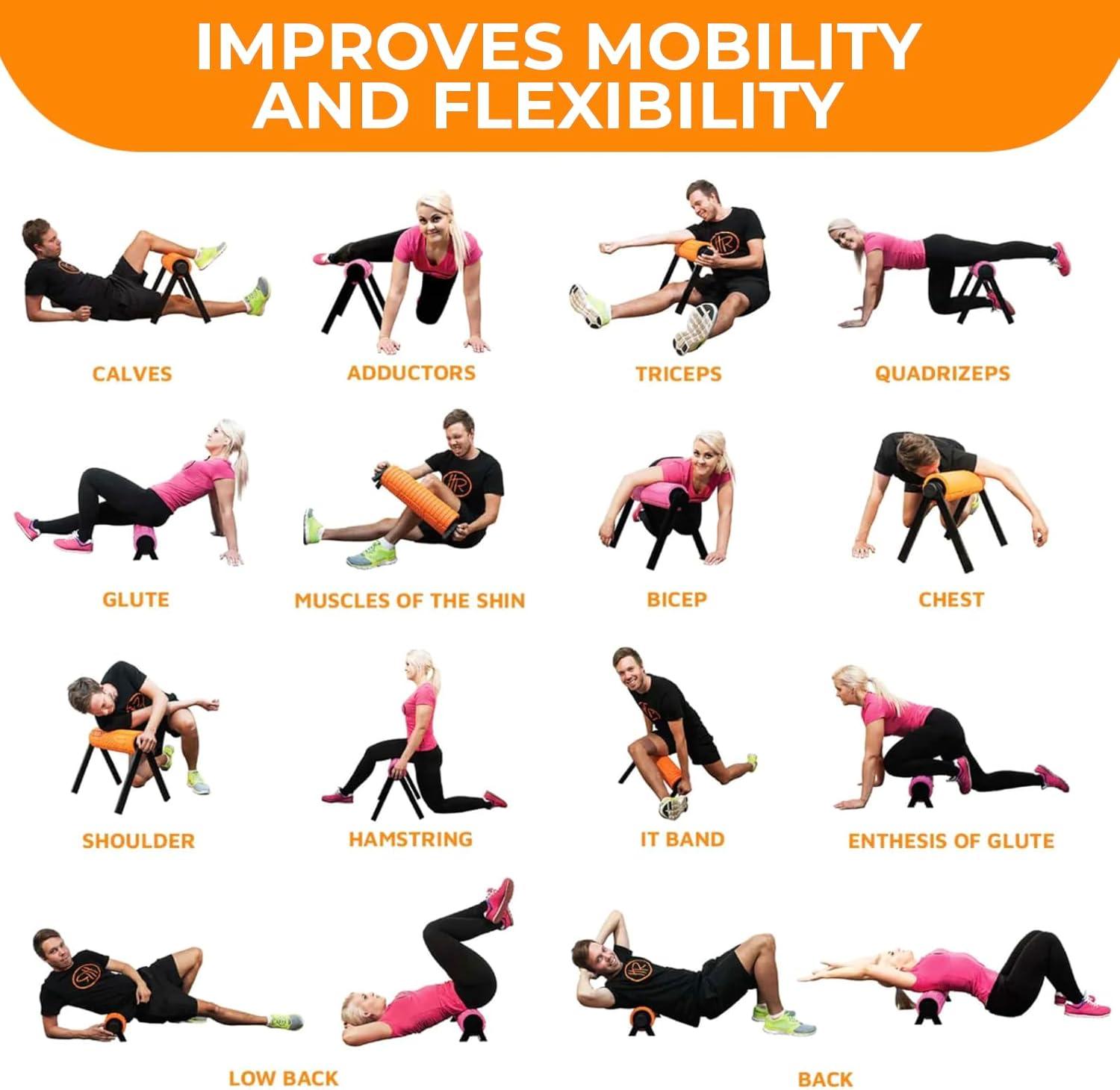 imageactivelife  HighRoller Ergonomic and Elevated Foam Roller Muscle Roller For Physical Therapy and Exercise Deep Tissue Muscle Massage Leg Massager and Foam Roller for Back