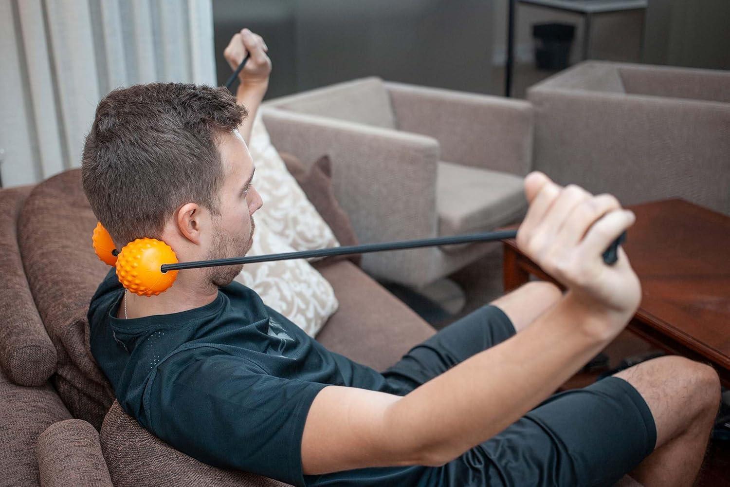 imageactivelife  HighTrainer Double Lacrosse Resistance Band and Balls Massager for Deep Tissue Massage Gaming Accessory for Comfort Stretching and Exercise for the Back Neck and Shoulders