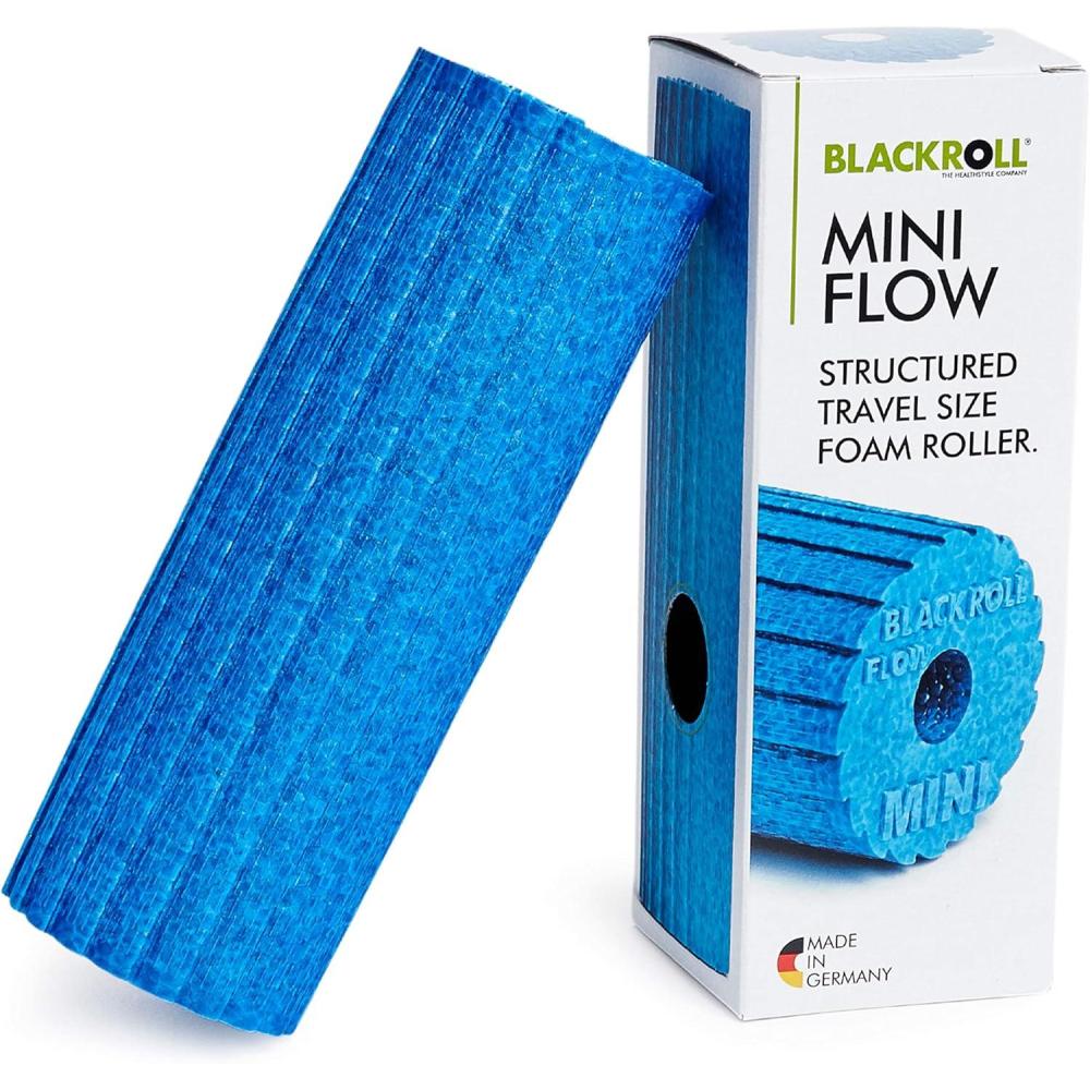 imageBLACKROLL  Mini Flow Foam Roller Portable Massage Tool for Feet Hands and Arms Ideal for Travel and Plantar Fasciitis Relief Great for Exercise Massage and Muscle Recovery 6quot x 2quotAzure