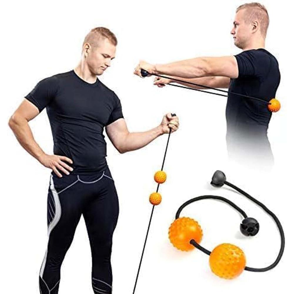 imageactivelife  HighTrainer Double Lacrosse Resistance Band and Balls Massager for Deep Tissue Massage Gaming Accessory for Comfort Stretching and Exercise for the Back Neck and Shoulders