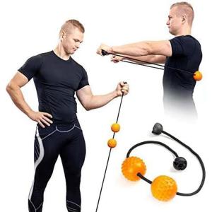 imageactivelife  HighTrainer Double Lacrosse Resistance Band and Balls Massager for Deep Tissue Massage Gaming Accessory for Comfort Stretching and Exercise for the Back Neck and Shoulders